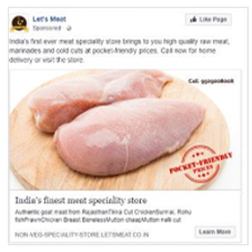 Facebook ad for a meat store brand 