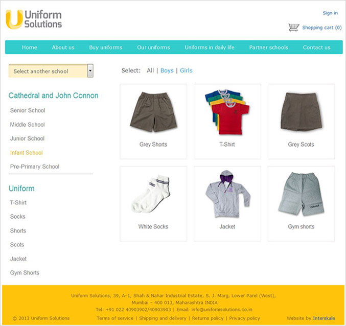 online eCommerce portal for uniform